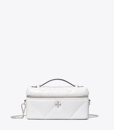 Tory Burch designer sacs à bandoulière Vanity Kira à matelassage losange vieilli in Cirrus Cloud front