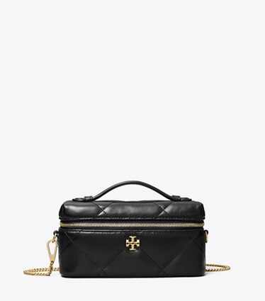 Tory Burch designer sacs à bandoulière Vanity Kira East-West à matelassage losange in Black front