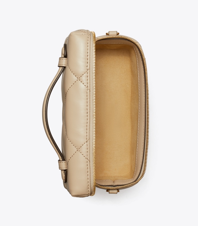 Tory Burch designer mini sacs Vanity Kira East-West à matelassage losange in Light Stone dessus