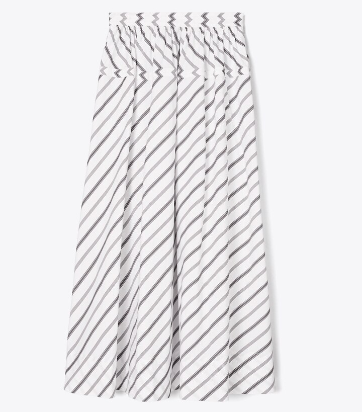Variegated Stripe Poplin Skirt: Women's Designer Bottoms | Tory Burch