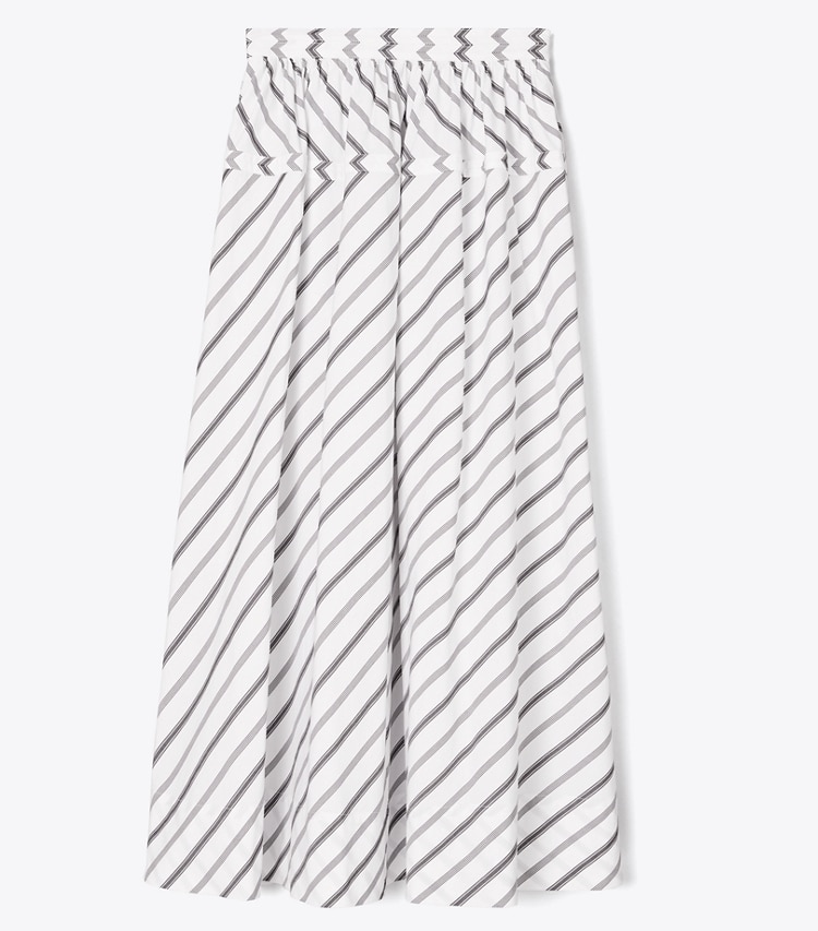 Tory Burch designer bottoms Variegated Stripe Poplin Skirt in Black / White front main