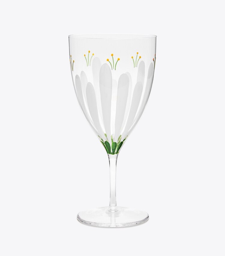 Tory Burch diseñador vajilla y cristalería Vaso de agua Spring Meadow, set de 2 en Clear frente