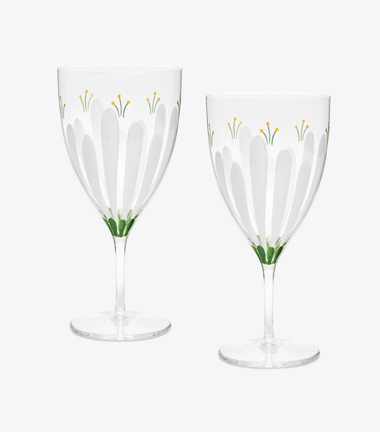 Tory Burch diseñador vajilla y cristalería Vaso de agua Spring Meadow, set de 2 en Clear grupo