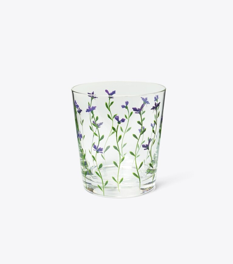 Tory Burch diseñador artículos de mesa & cristalería Vaso Jolie Fleur Double Old Fashioned, set de 4 en Purple Multi frente