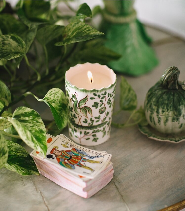 Tory Burch diseñador velas Vela Oiseau en White/Green editorial