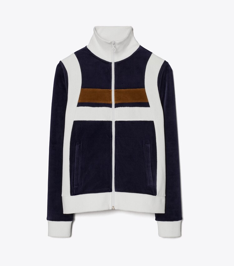 Velour Colorblock Track Jacket: Women's Clothing | Jackets | Tory