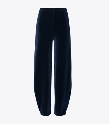Tory Burch designer bottoms Velour Sweatpant in Ink front