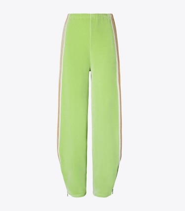 Tory Burch designer bottoms Velour Sweatpant in Bright Green front