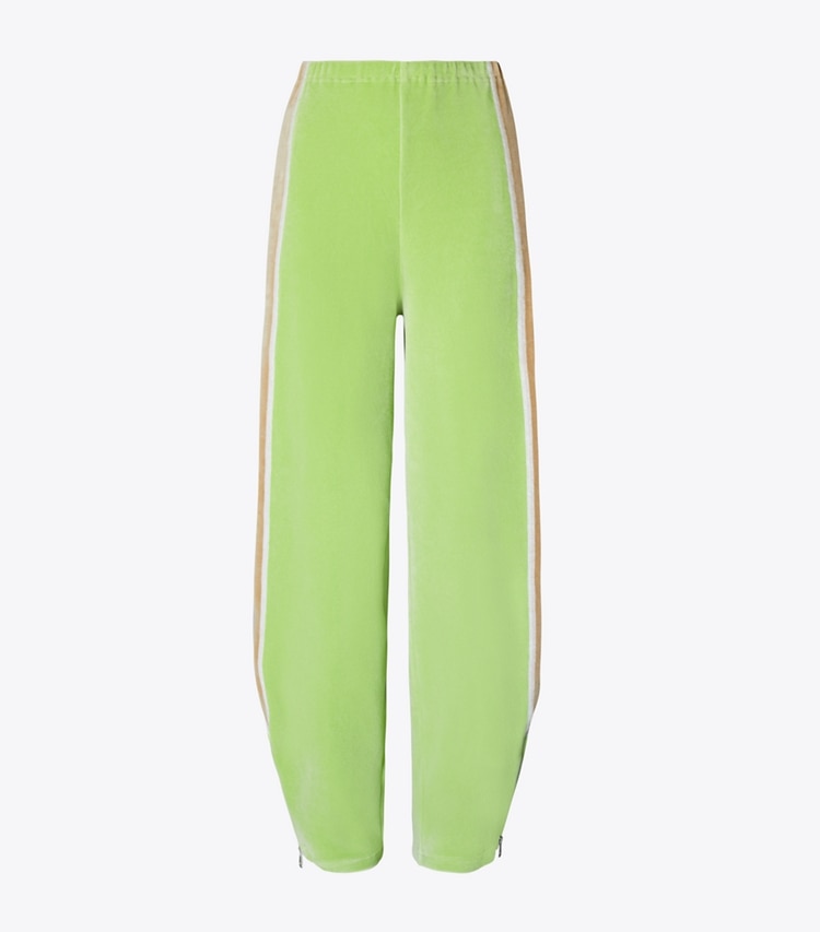 Tory Burch designer bottoms Velour Sweatpant in Bright Green front