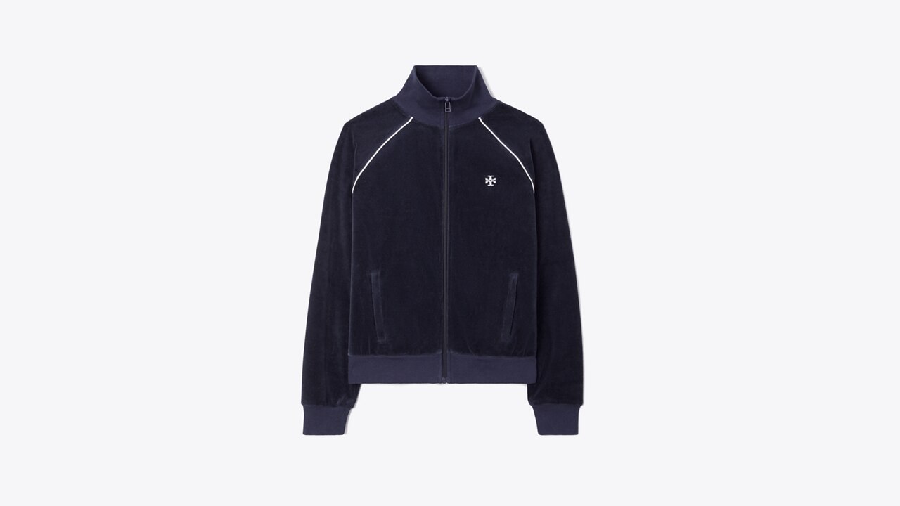 Velour Track Jacket: Women's Clothing | Jackets | Tory Burch UK