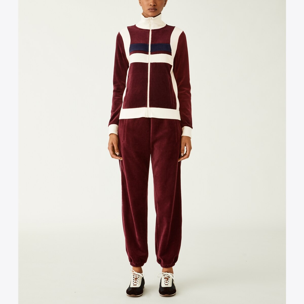 【TORY SPORT】VELOUR TRACK JOGGER Tory Burch Sport VELOUR TRACK JOGGER SMALL Pull On Cozy