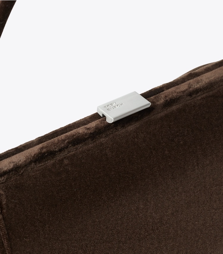 Tory Burch designer clutches Velvet Frame Clutch in Chestnut detail