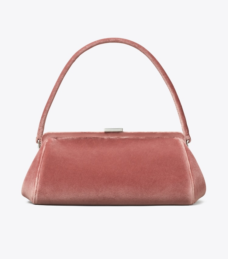 Tory Burch designer clutches Velvet Frame Clutch in Desert Flower front