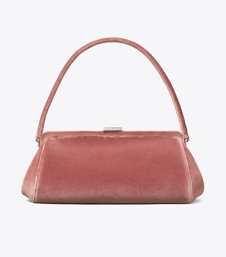 Tory Burch designer clutches Velvet Frame Clutch in Desert Flower front