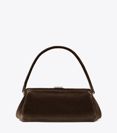 Tory Burch designer clutches Velvet Frame Clutch in Chestnut front