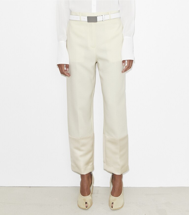 Tory Burch designer unterteile Verkürzte Crêpehose in French Cream front