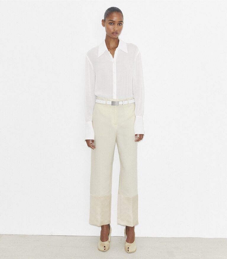 Tory Burch designer unterteile Verkürzte Crêpehose in French Cream front