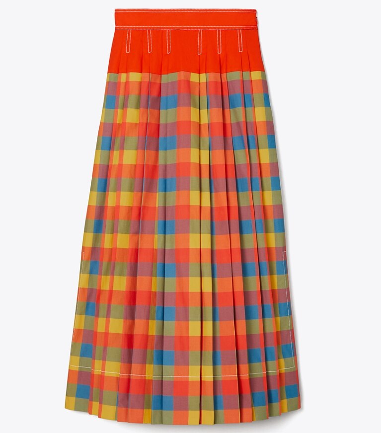 Plaid pleated 2025 skirt tory burch