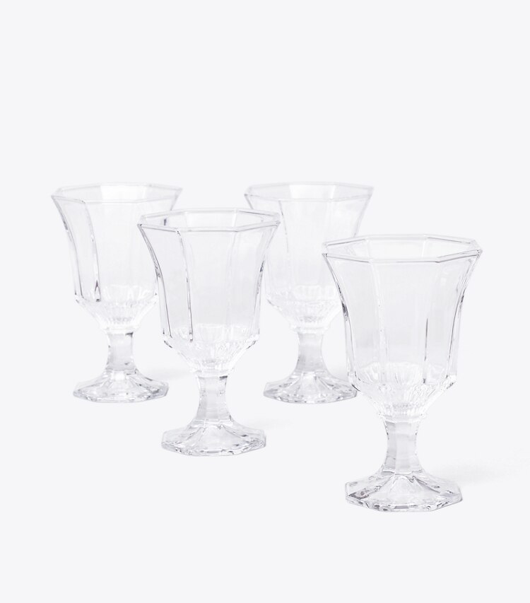 Tory Burch designer vaisselle Verre à eau en verre pressé, lot de 4 dans Clear groupe