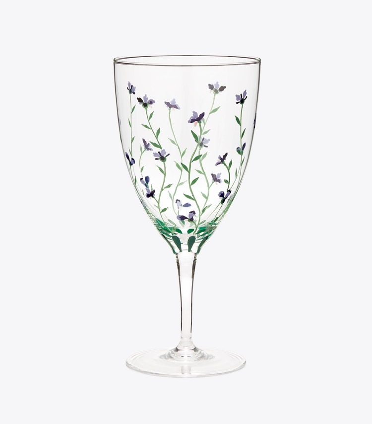 Tory Burch designer vaisselle Verre à eau Jolie Fleur, lot de 2 dans Clear / Multi de face