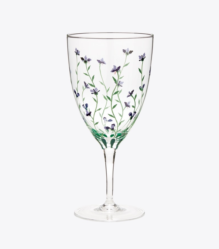 Tory Burch designer vaisselle Verre à eau Jolie Fleur, lot de 2 dans Clear / Multi de face