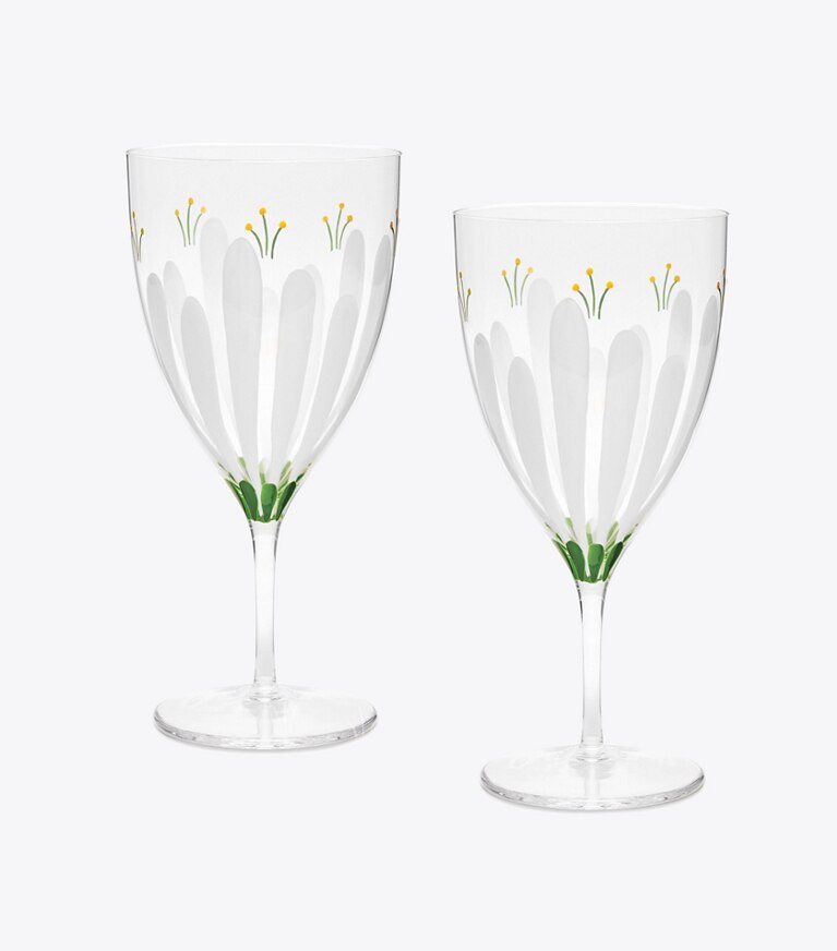 Tory Burch designer vaisselle Verre à eau Spring Meadow, lot de 2 dans Clear groupe