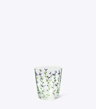 Tory Burch designer vaisselle Verre double old-fashioned Jolie Fleur, lot de 4 dans Purple Multi de face