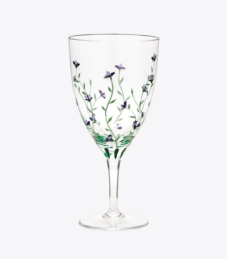Tory Burch designer vaisselle Verres à vin Jolie Fleur, lot de 2 dans Clear / Multi de face