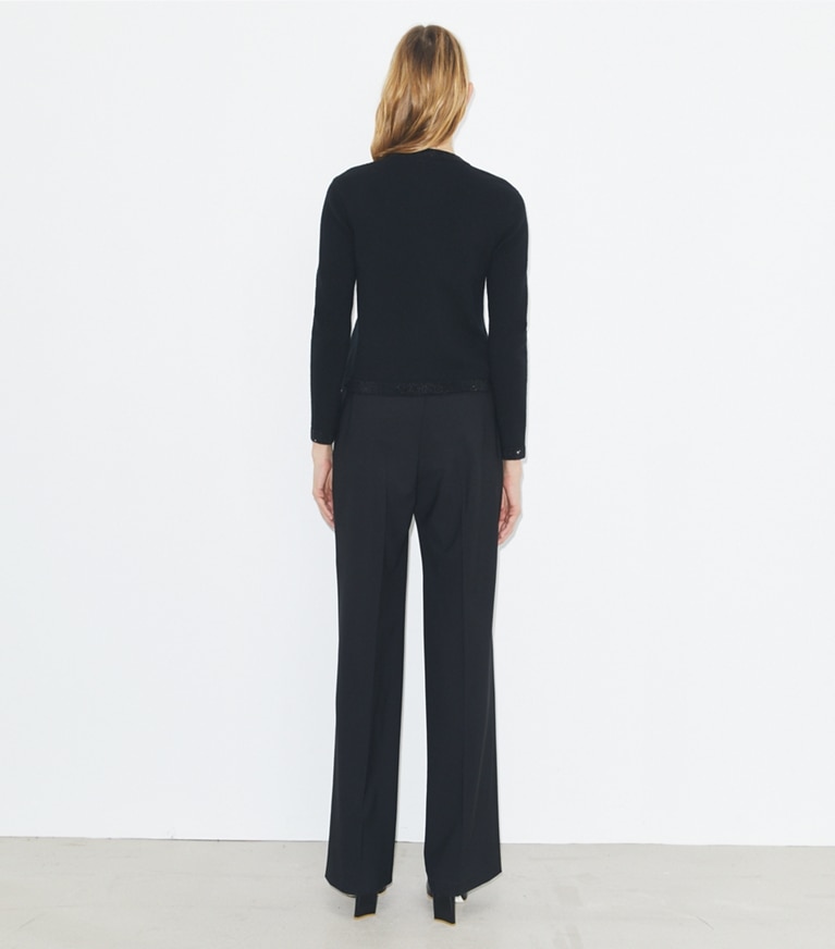 Tory Burch designer strickware Verzierter Kendra Cardigan aus Wolle in Black front