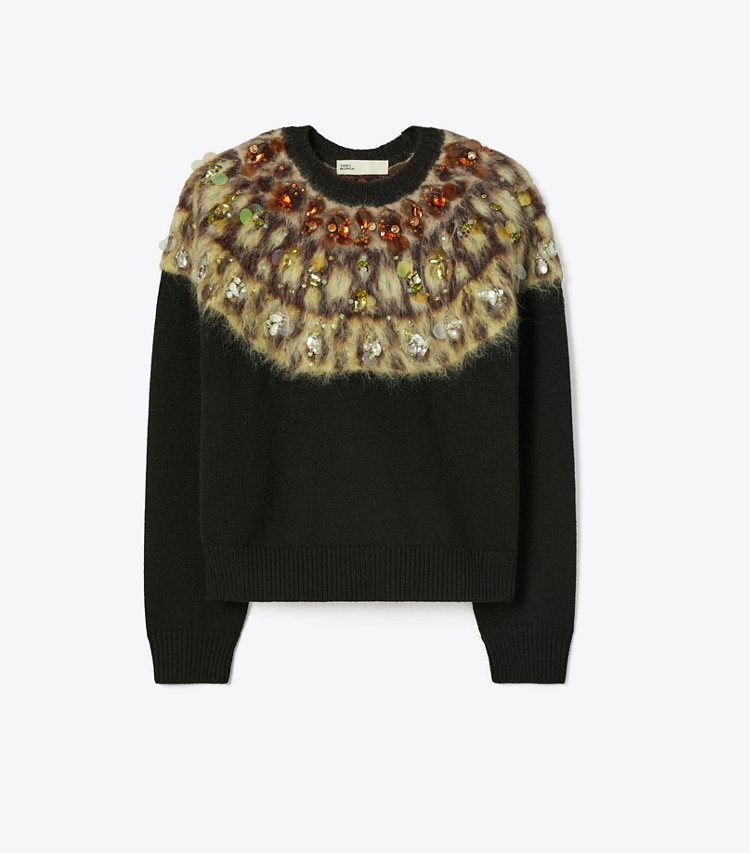 Tory Burch designer strickware Verzierter Wollpullover in Black front