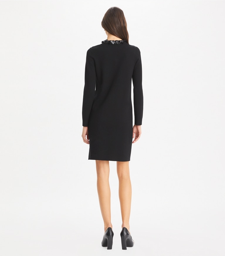 Tory Burch designer kleider Verziertes Pulloverkleid in Black front