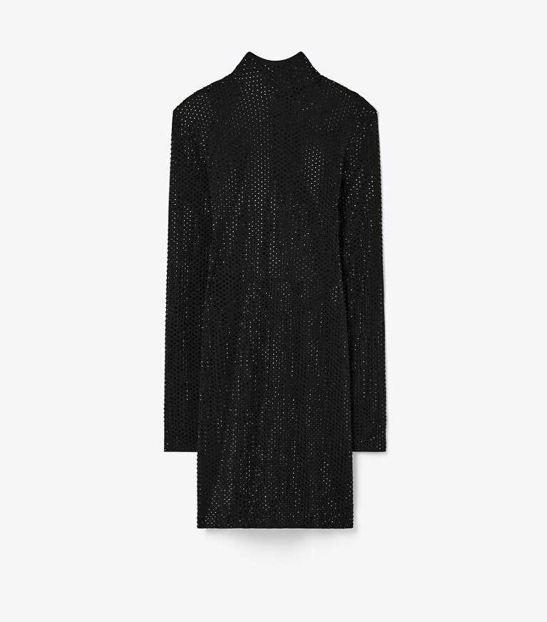 Tory Burch designer kleider Verziertes Stehkragenkleid aus Viskose in Black front