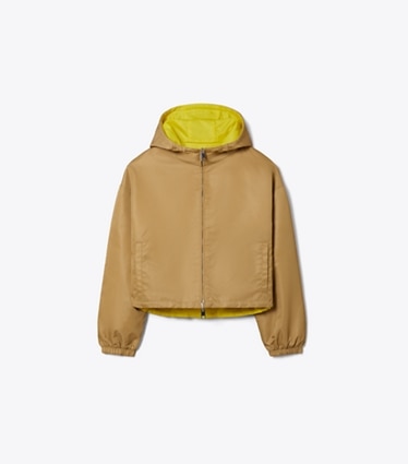 Tory Burch designer vestes Veste courte réversible en nylon in Green / Lemon front