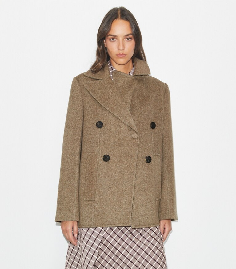 Tory Burch designer manteaux Veste décontractée en sergé in Ashed Mocha front