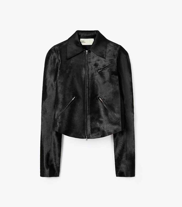 Tory Burch designer vestes Veste en cuir de veau façon poulain in Black front