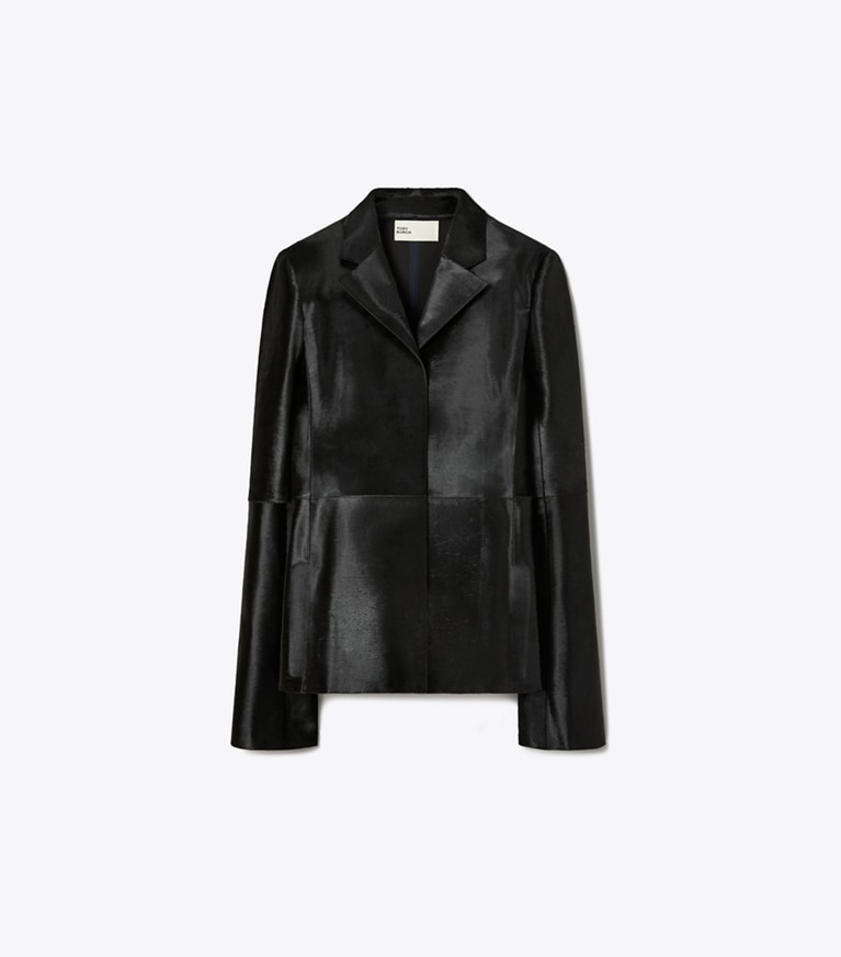 Tory Burch designer vestes Veste en cuir de veau façon poulain in Black front