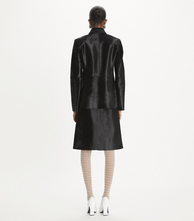 Tory Burch designer vestes Veste en cuir de veau façon poulain in Black front