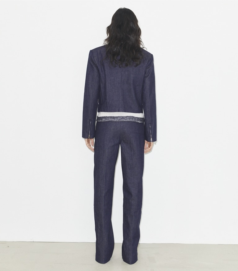 Tory Burch designer vestes Veste en denim multi-poches in Raw/Unwashed front