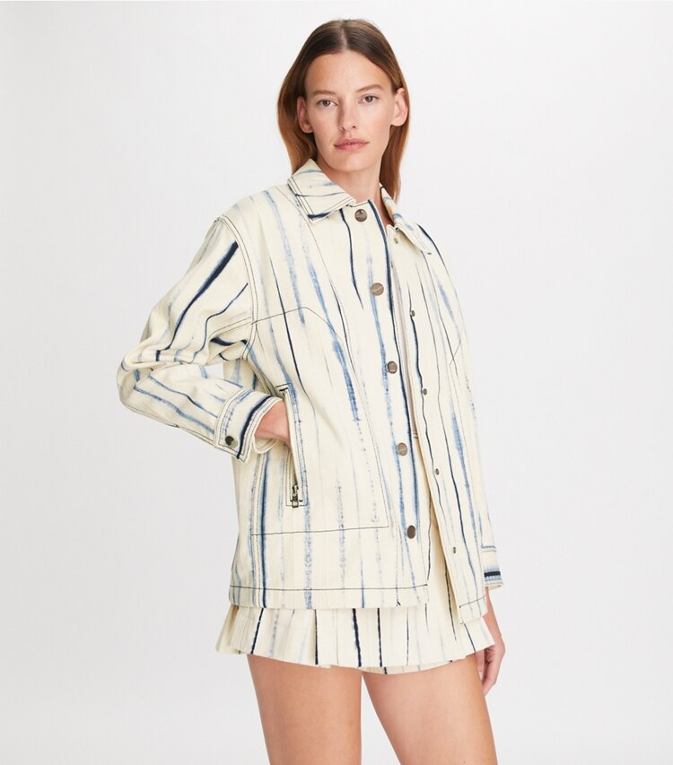Tory Burch designer vestes Veste en denim Wavelength dans Multi détail sur modèle