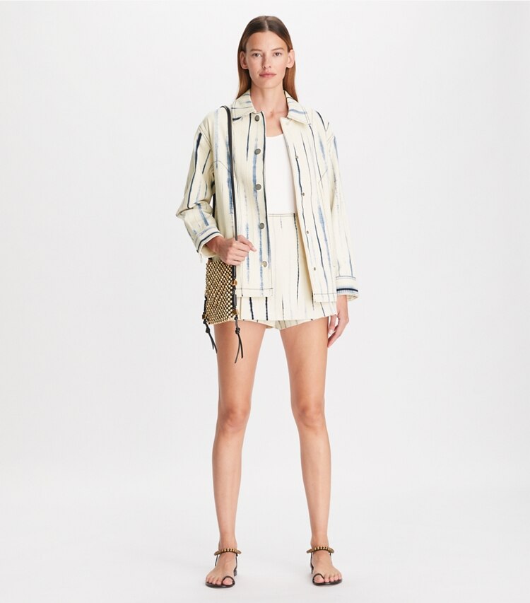 Tory Burch designer vestes Veste en denim Wavelength dans Multi sur modèle, de face