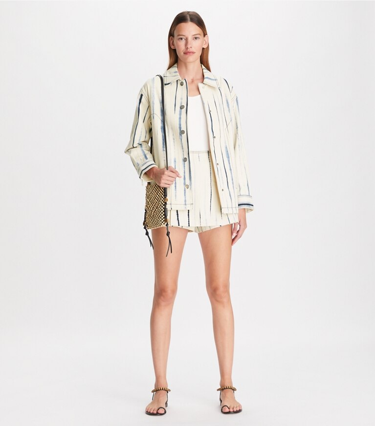 Tory Burch designer vestes Veste en denim Wavelength dans Multi sur modèle, de face