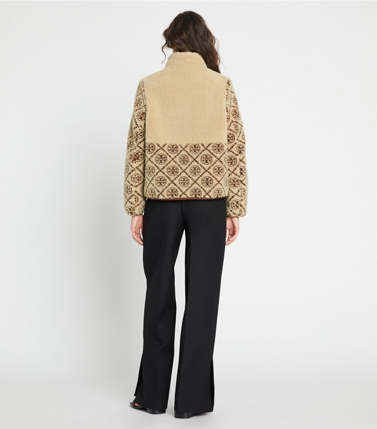 Tory Burch designer manteaux Veste en polaire T Monogram in Oatmeal front