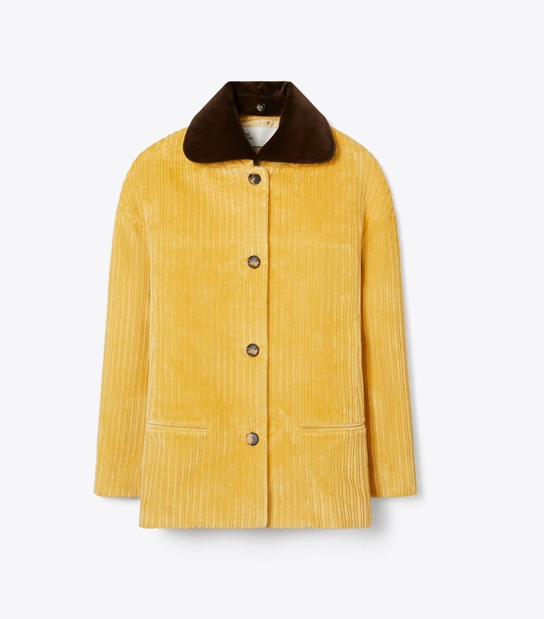 Tory Burch designer vestes Veste en velours côtelé Buddy dans Cornmeal de face