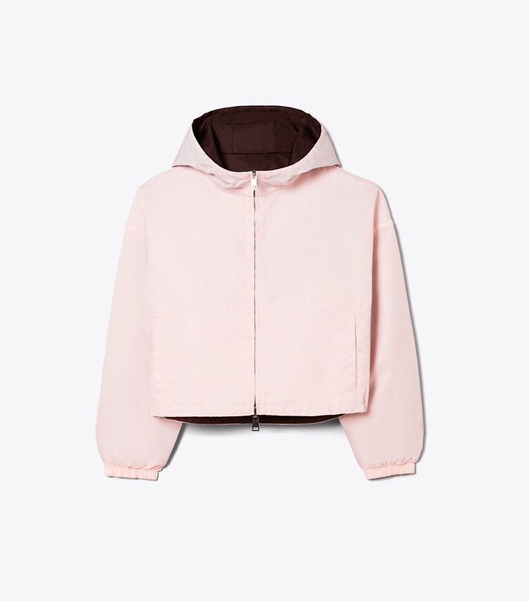 Tory Burch designer vestes Veste réversible en nylon coupe 7/8 dans Rose / Dark Bordeaux de face