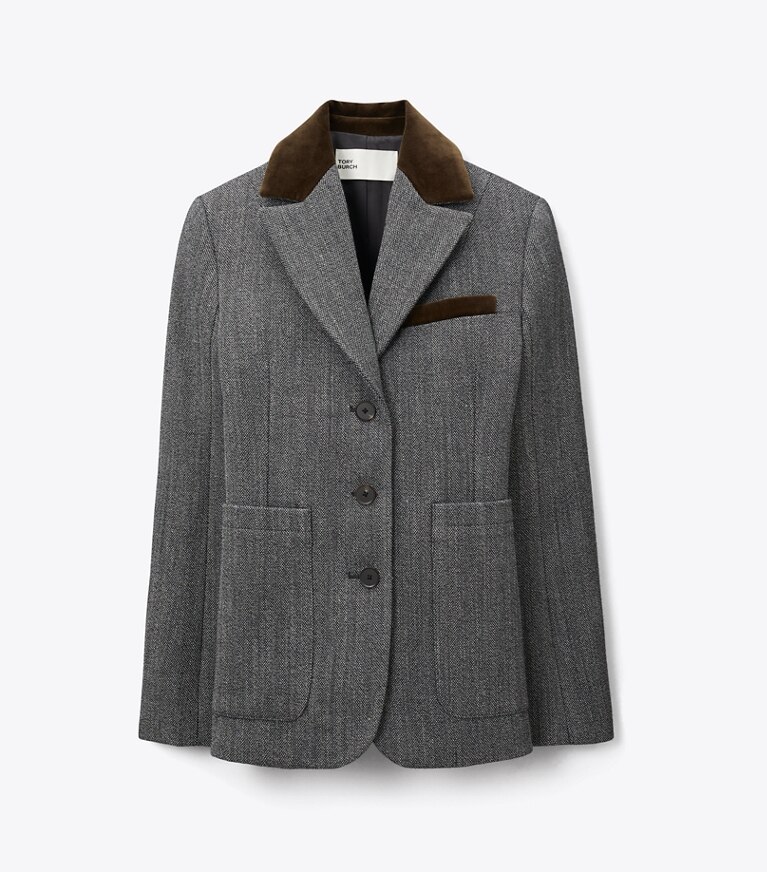 Tory Burch designer vestes Veste tailleur en tweed dans Black / White de face