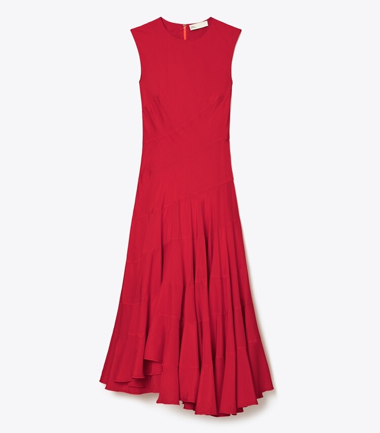 Tory Burch diseñador vestidos Vestido acampanado de algodón y seda en Toucan Red frente