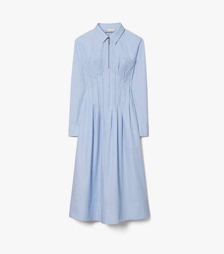 Tory Burch diseñador vestidos Vestido camisero a rayas en Blue Stripe frente