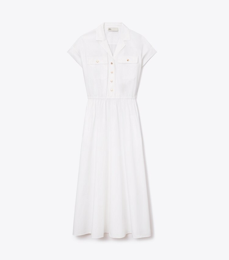 Tory Burch diseñador vestidos Vestido camisero de popelina de algodón en White frontal