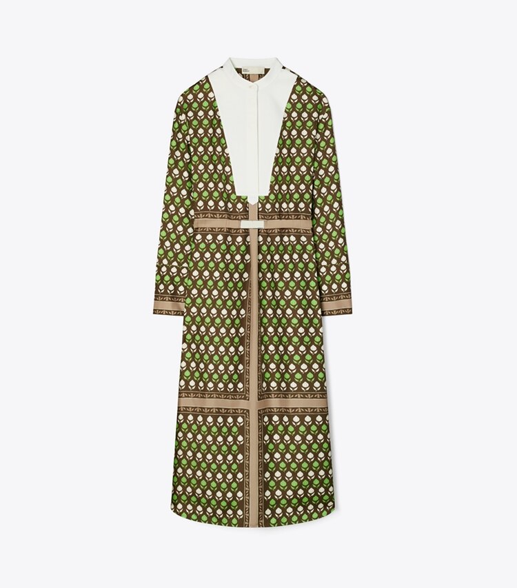 Tory Burch diseñador vestidos Vestido camisero de seda en Chocolate Pomegranate frente