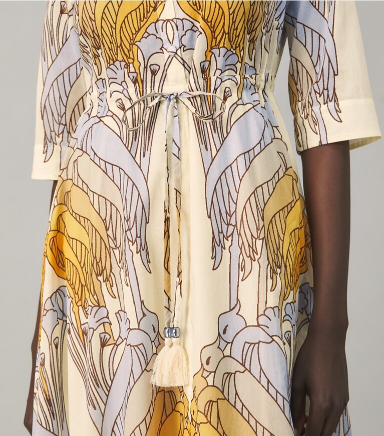 Tory Burch diseñador vestidos Vestido camisero estampado en SAND DECO CRANE GEO adicional en modelo